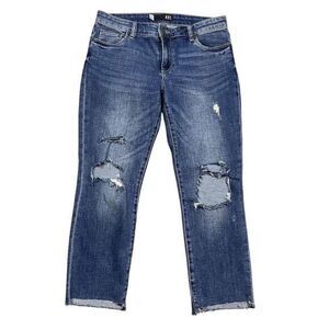 Kut from the Kloth Women's Reese Ankle Straight Jeans Size 6 Blue Distressed